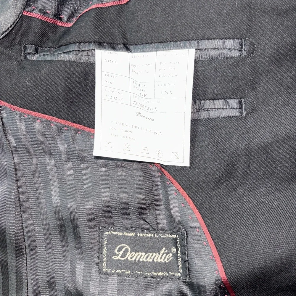 Demantie mens‎ black Modern Tailored Fit Suit jacket size 34R